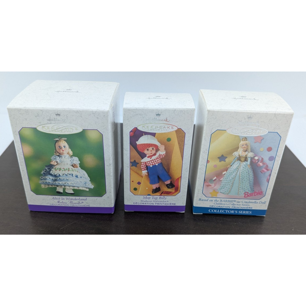 Hallmark Keepsake Alice in Wonderland Mop Top Billy Barbie Ornament Lot of 3